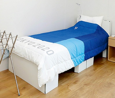 エアウィーヴが提供した選手村のベッド。フレームに段ボールを使用。古紙としてリサイクルが可能<br><span class="fontSizeS">（写真：Tokyo2020）</span>