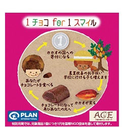 2023年の「1チョコ for 1スマイル」キャンペーンでは、暑い気候でも溶けにくい「ベイクドチョコ」(左)を、カカオ生産国の子供たちに贈った
