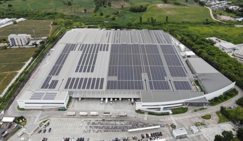Solar panels were installed to run the plant on renewable energy (Thailand)