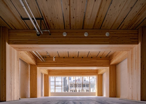 Interior of the first 12-story fire-resistant timber commercial structure in Japan (Ginza, Tokyo)