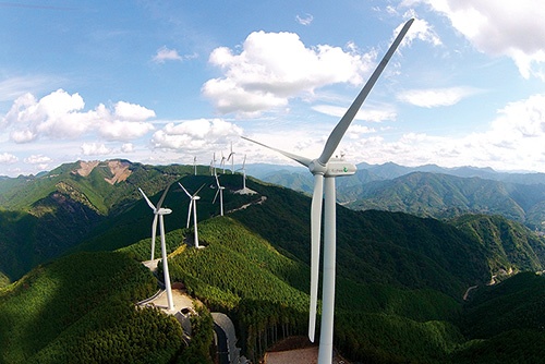 コスモエネルギーグループの風力発電事業会社、エコ・パワーが運営する広川・日高川ウィンドファーム(和歌山県)