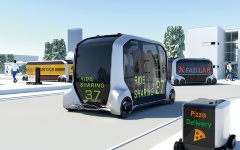 トヨタが米国の家電見本市「CES 2018」で披露した次世代EVのコンセプト車「e-Pallete Concept」
