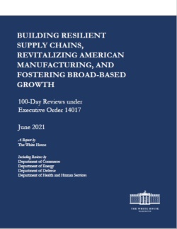 2021年6月にホワイトハウスが発表したリポート「Building Resilient Supply Chains, Revitalizing American Manufacturing, and Fostering Broad-Based Growth」の表紙
