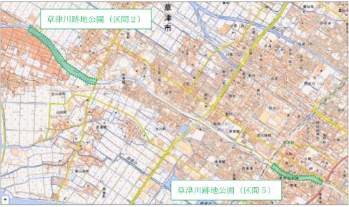 区間2と区間5の位置(資料:草津市)