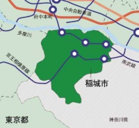 5位の東京都稲城市（地図作成：TSTJ.inc）