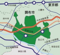 7位の東京都調布市（地図作成：TSTJ.inc）