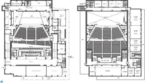 1階と2階の配置図（出所：札幌市民ホール）
