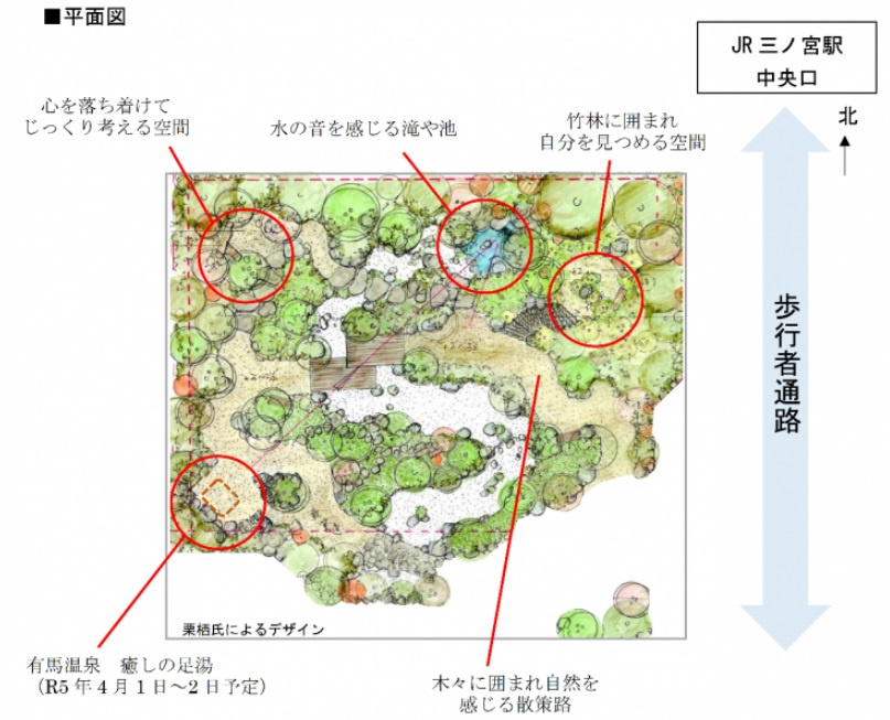 三ノ宮駅前に期間限定で緑化空間、神戸市と造園協会｜新・公民連携最