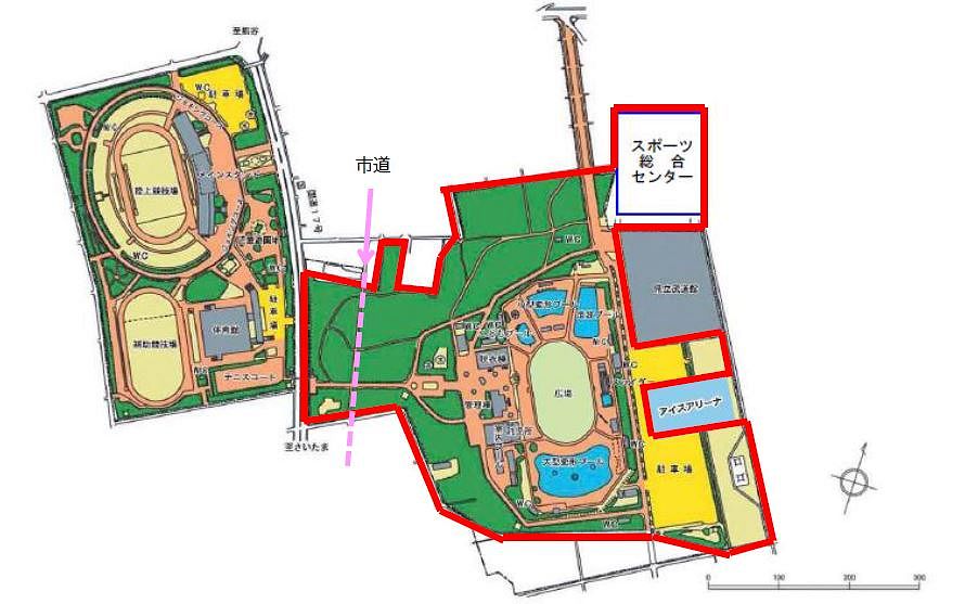 上尾運動公園の詳細図（出所：埼玉県）