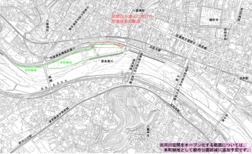 本町緑地の地図（提供：足利市）
