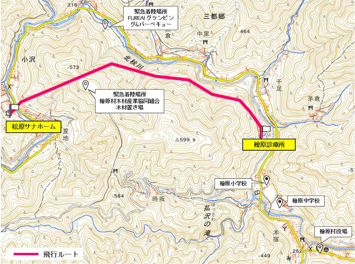 レベル4飛行による医薬品輸送の飛行実証ルート（出所：東京都）