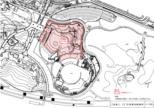 計画敷地の位置。新水族園は現水族園の近くに建設する（資料：東京都）