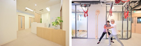 左は「フィジオセンター」施設内の受付エリア、右はトレーニング室内（出所：プレスリリース）