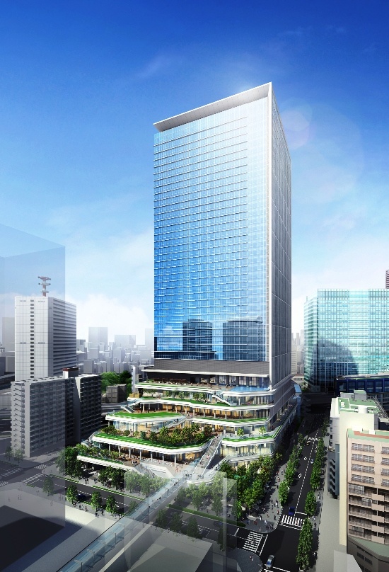 (図2)地上39階建て業務棟の外観イメージ。地上5階までの低層部には、都立産業貿易センター浜松町館の貸し展示室や貸し会議室などが設けられる(資料:東急不動産)