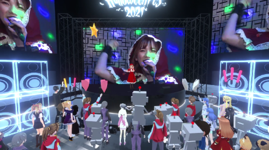 （図2）ハロウィーンイベントのひとつとして開催された「JOYSOUND Presents Machico 新感覚ひとりバーチャルカラオケLIVE」（画像提供：KDDI）