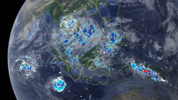 衛星画像から生成された仮想の雨雲レーダー画像(イメージ)(出典:ウェザーニューズのニュースリリース)