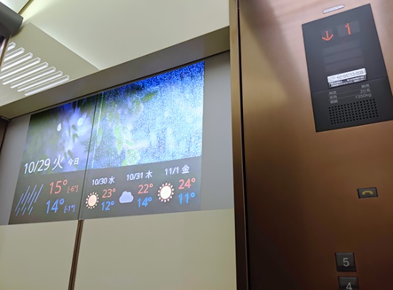 エレシネマ。扉に画面を投影している(写真提供:株式会社東京)