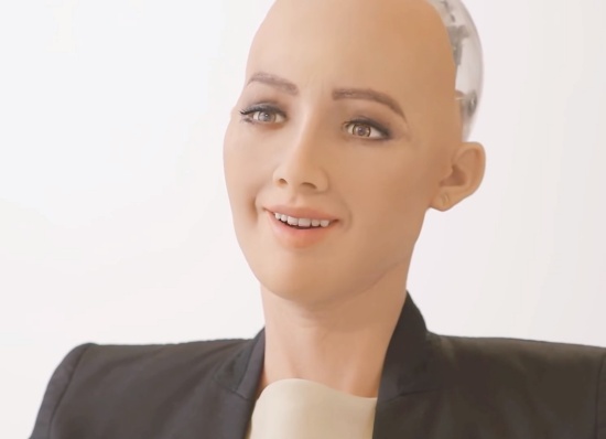 (写真3)Sophiaは顔の表情だけを見ればまるで人間と会話しているように見える