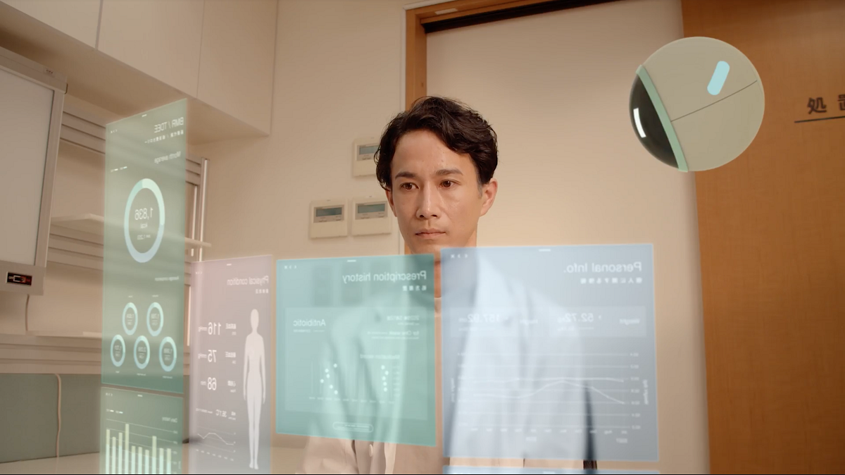  ネクイノFuture Vision Movieから。AIが患者のPHRを報告して医師の診断を仰ぐ（出所：ネクイノ）