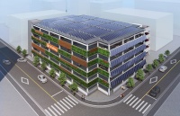 太陽光パネル搭載型立体駐車場の完成予想図