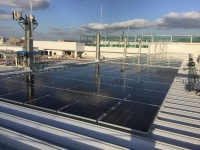 三井ショッピングパーク ららぽーと福岡の屋上に設置した太陽光発電設備