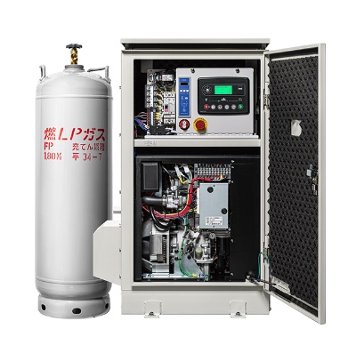 ガス専用エンジンを搭載したLPガス発電機『RAYPOWER 3kVA』 ガス専用エンジンを搭載したLPガス発電機『RAYPOWER 3kVA』