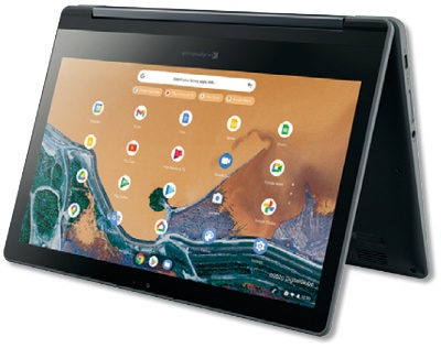 シャープとDynabook が教育市場向けに共同開発した「Dynabook Chromebook C1」。学習者用端末としてタッチディスプレイやLTE 通信機能を搭載している
